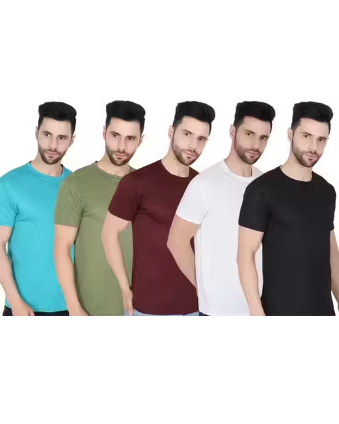 Premium Fabshore Dri‑Fit Polyester Round‑Neck T‑Shirts (Pack of 5) – Cool, Comfortable & Long‑Lasting
