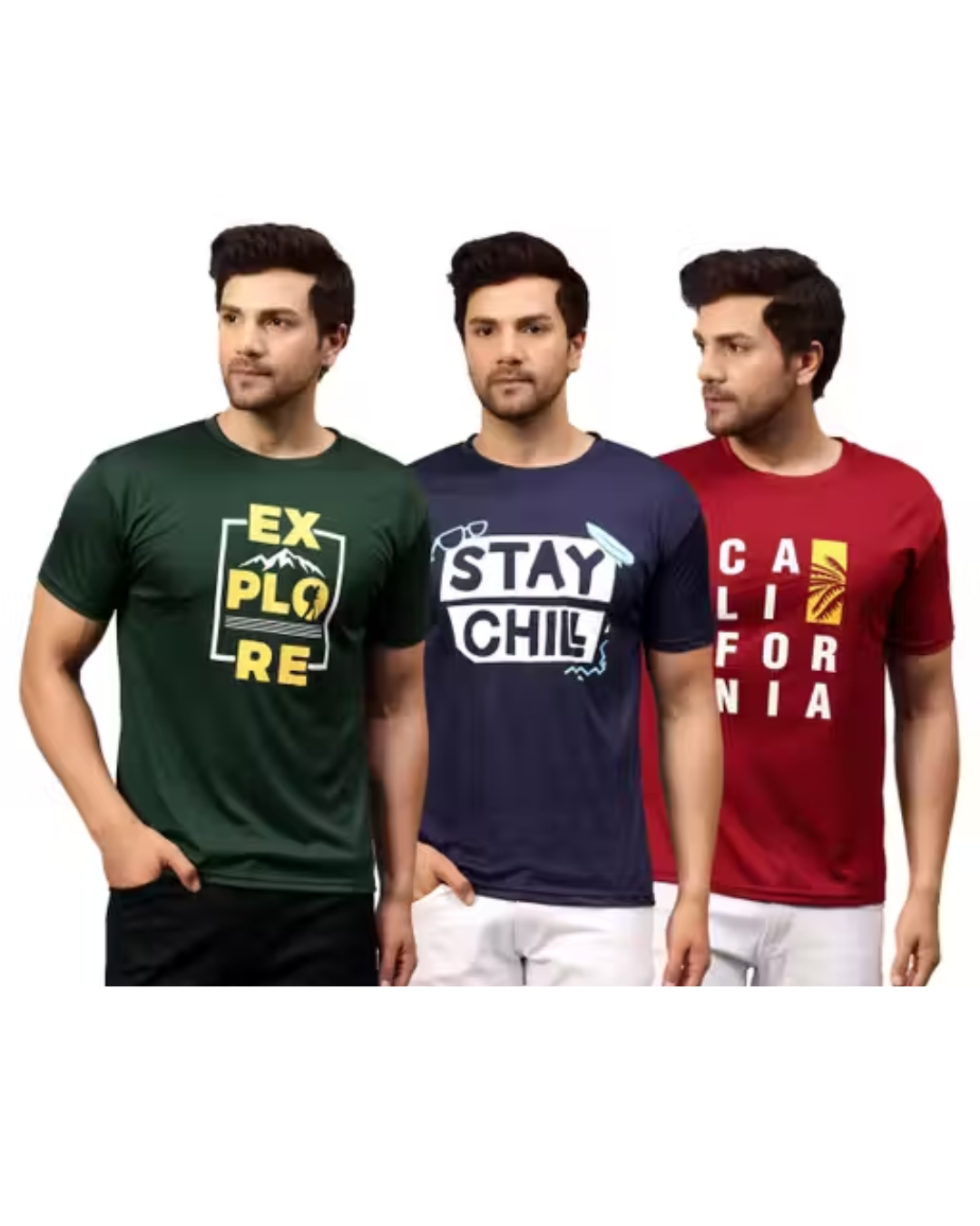 Urbane Glamorous Men’s Dri‑Fit Printed Active Tee – Pack of 3, Short Sleeve | Moisture‑Wicking & Stylish