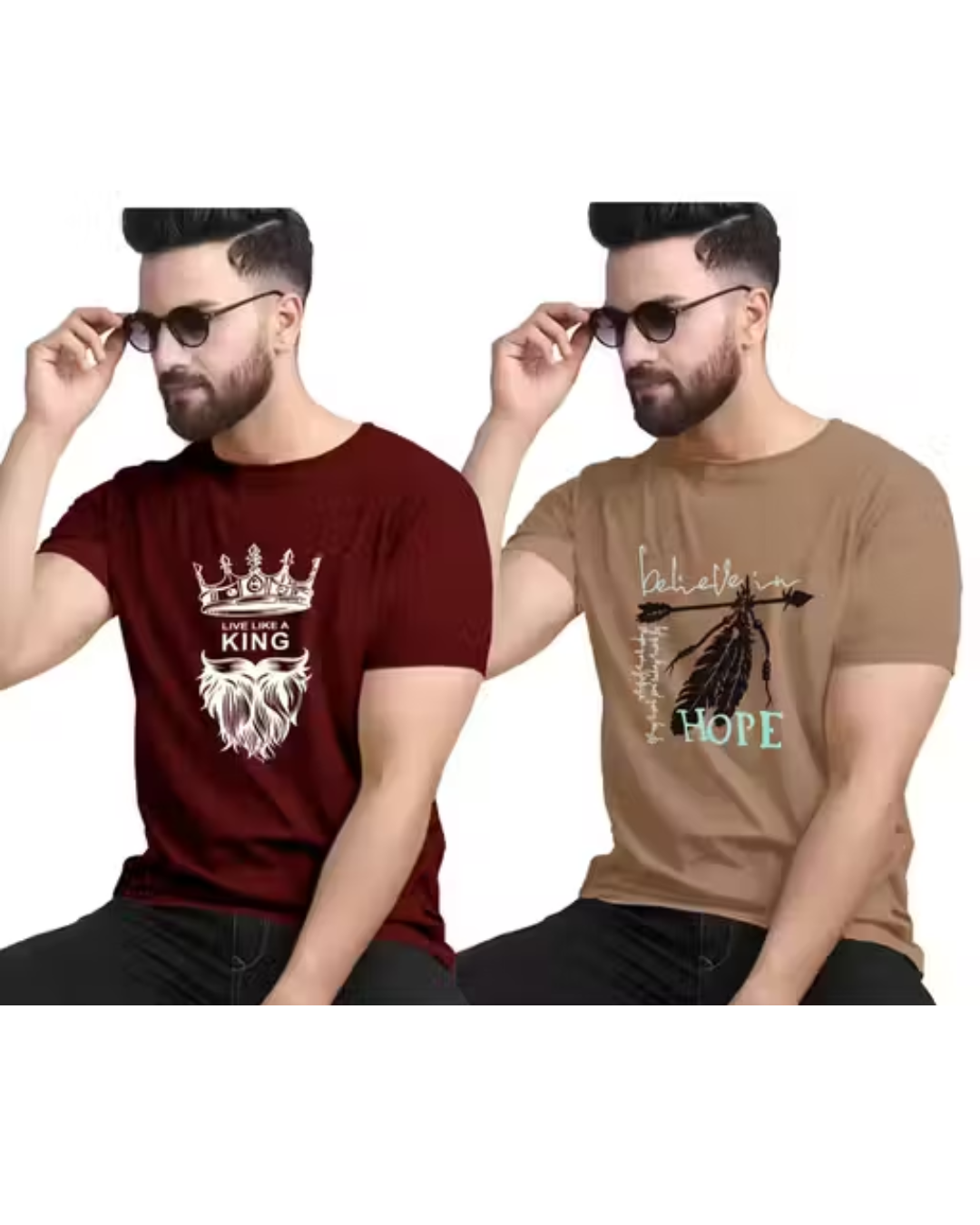 Classy & Elegant Men's Printed T-Shirt – Teal Blue | Regular Fit