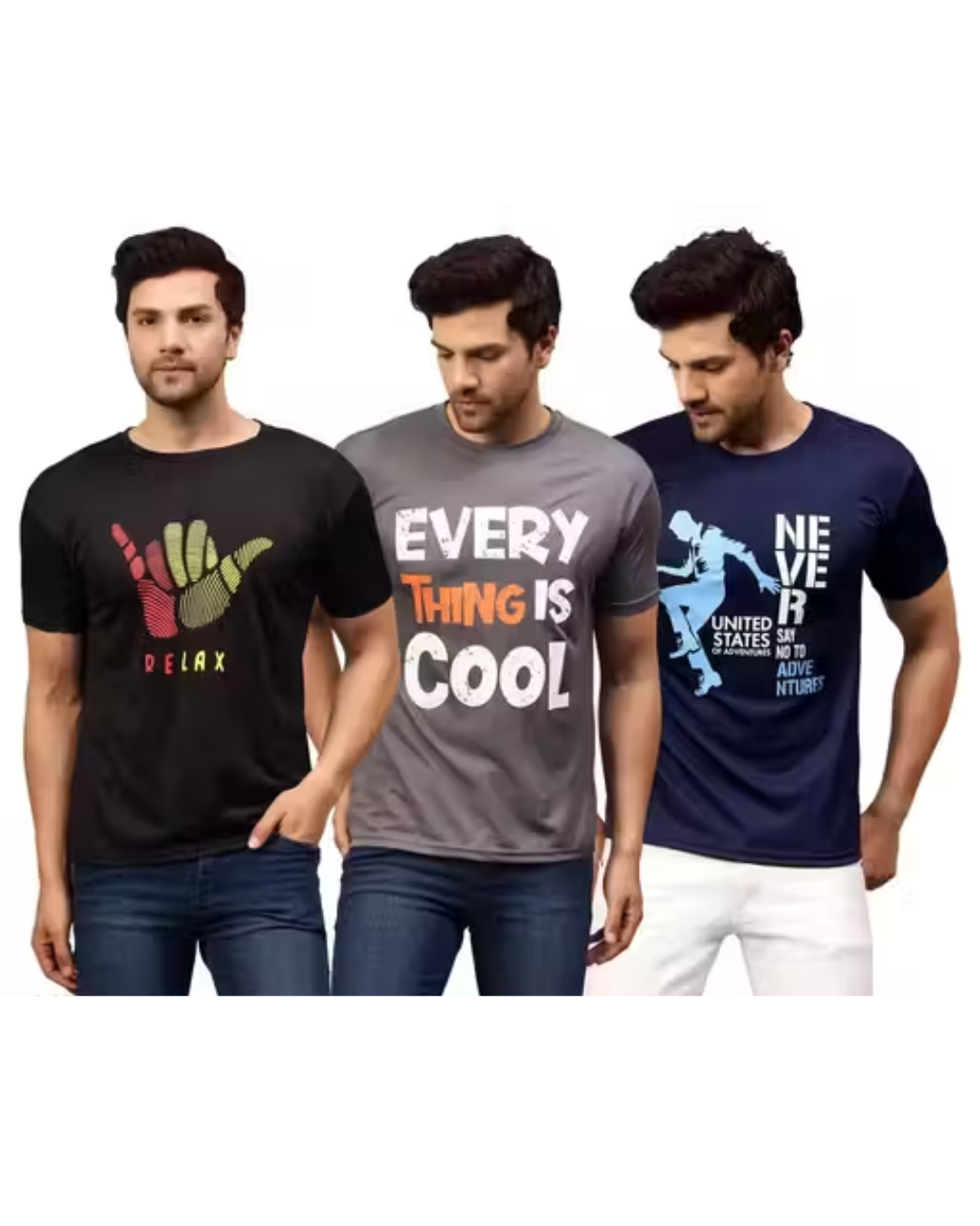 Garmin Urbane Glamorous Men Dri-Fit Printed Active T-Shirts (Combo of 3)