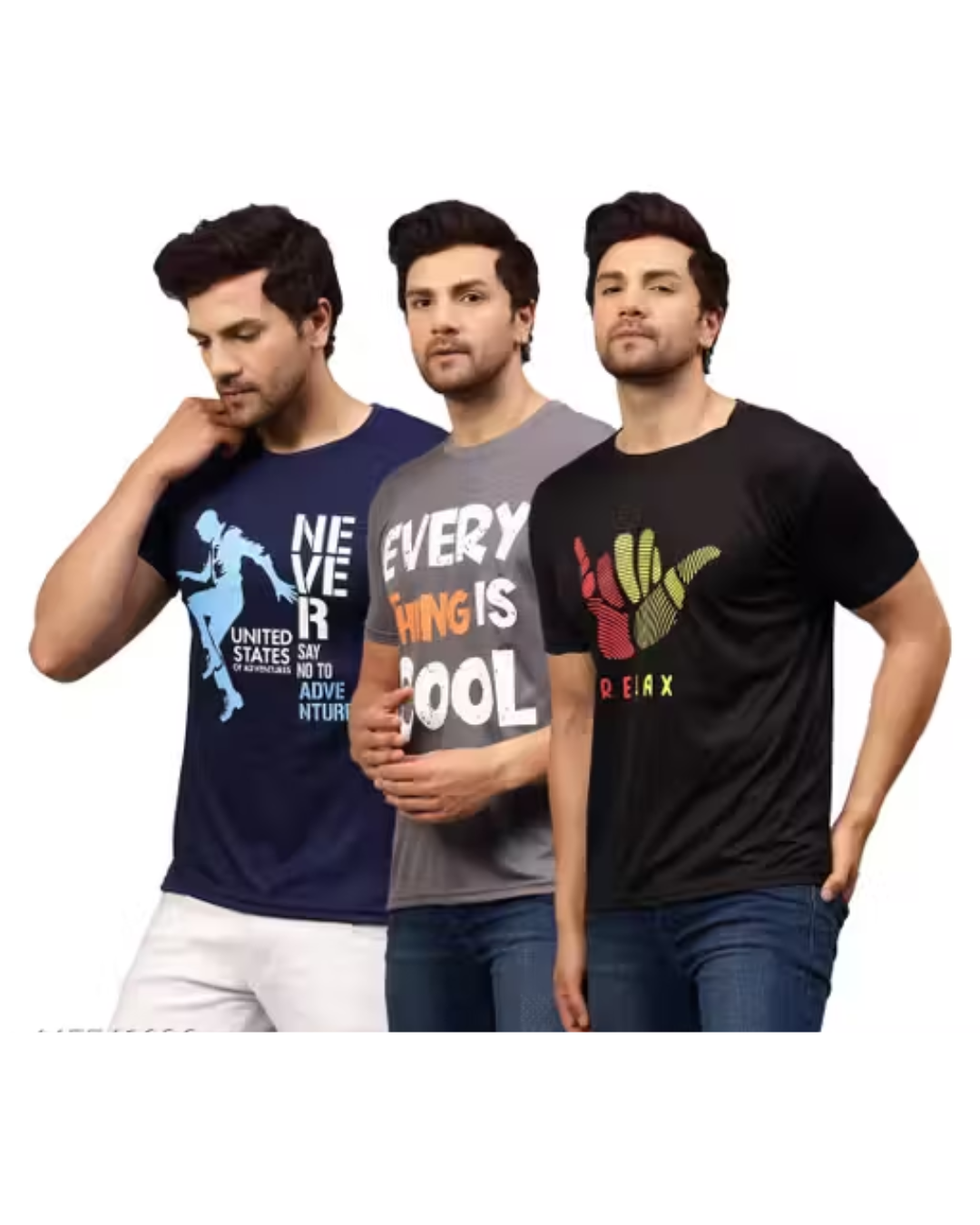 Garmin Urbane Glamorous Men Dri-Fit Printed Active T-Shirts (Combo of 3)