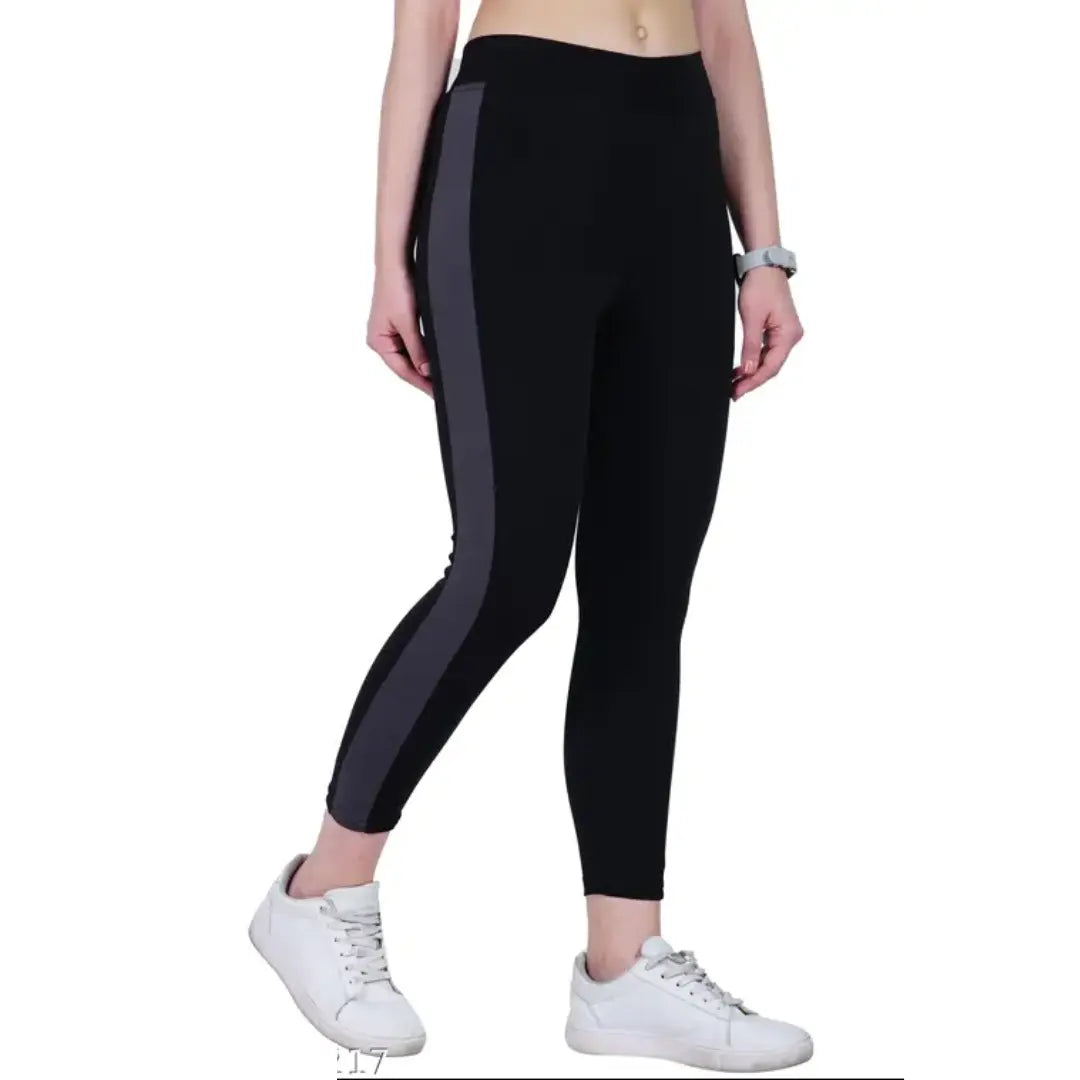 Women's Pack of 1 Black Colorblocked Tights |Activewear|Yogawear|Gymwear