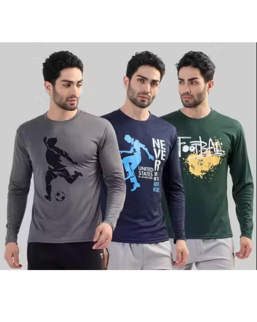 Garmin Urbane Glamorous Men’s Full‑Sleeve Dri‑Fit T‑Shirts – Pack of 3 | Printed, Moisture‑Wicking, Lightweight