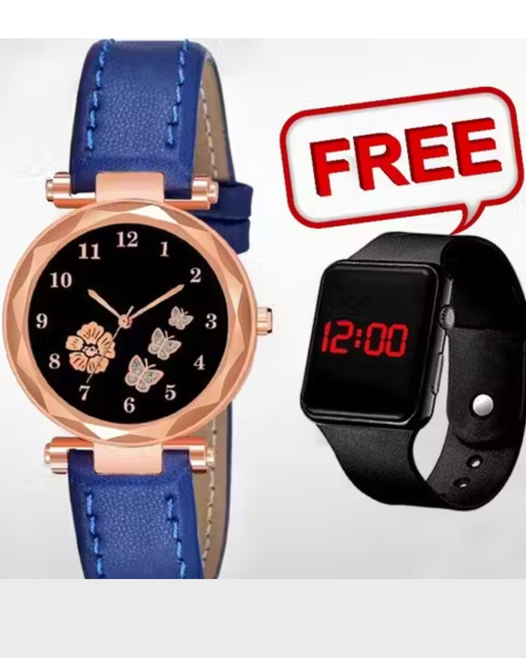 Women watch combo Best Quality Unique Flower Designer Leather Belt Analog and smartwatch for girls stylish girl watch