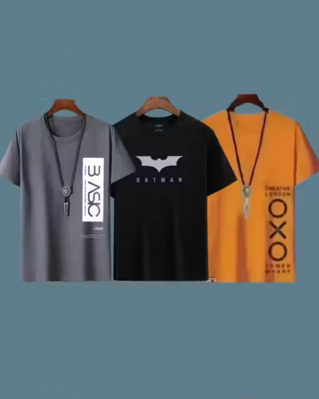 Men's Classic Round Neck Printed T-Shirt - Pack of 3