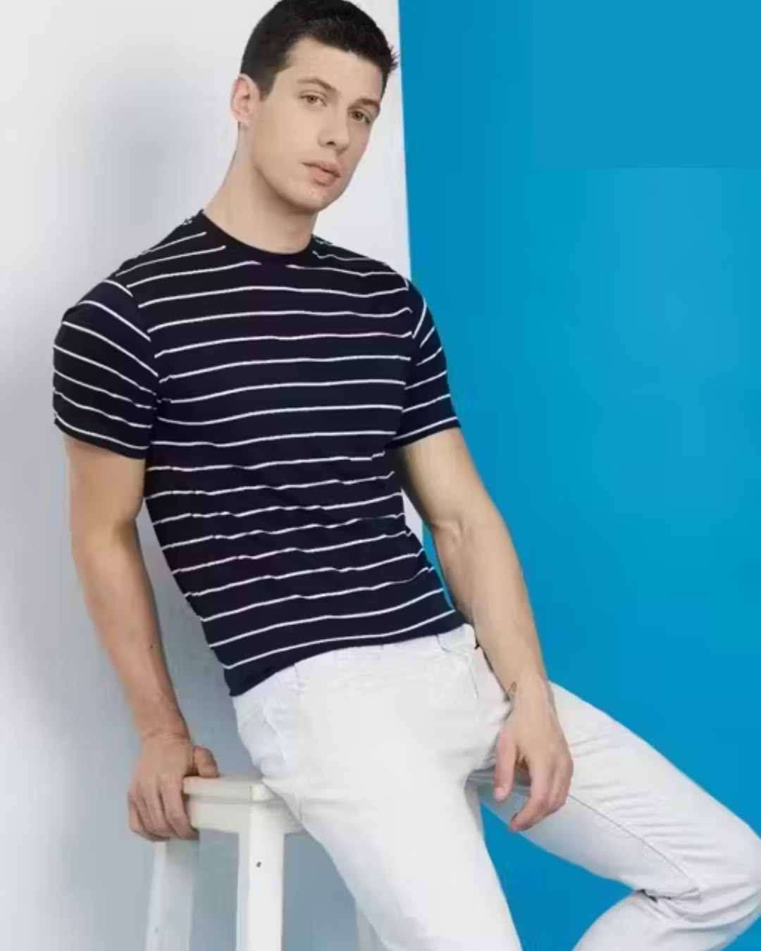 Men’s Cotton Striped T‑Shirt – Short Sleeves, Everyday Comfort