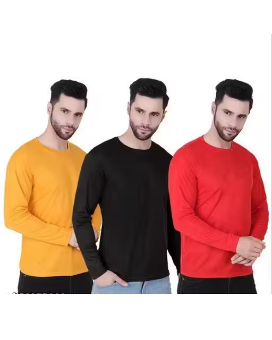Drifit Polyester Round neck full sleeves Tshirts pack of 3