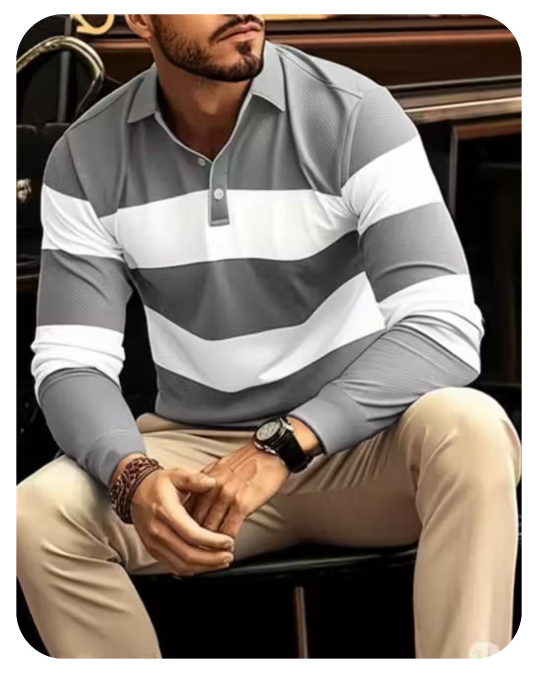 Men’s Casual Full‑Sleeve Striped Lycra T‑Shirt – Relaxed Fit, Affordable & Trendy | Made in India