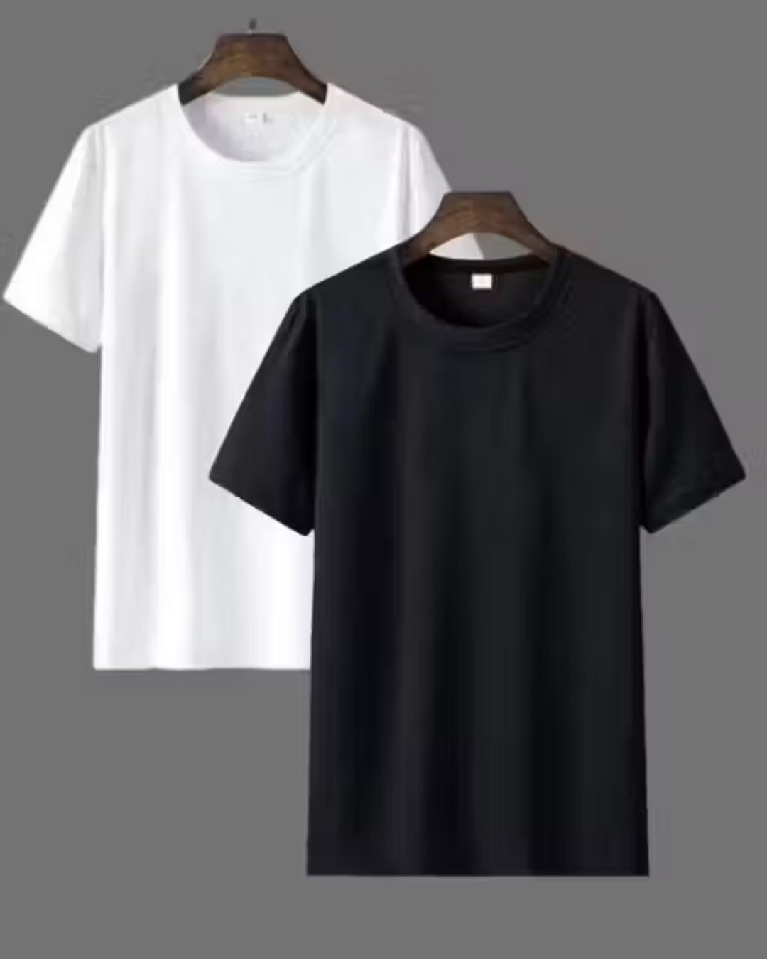 Men’s Solid Black & White Polyester T‑Shirts (Pack of 2) – Short Sleeve, Regular Fit | Budget Pick from India