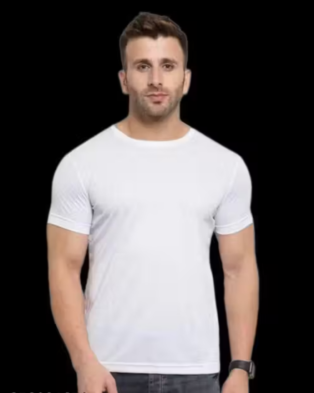 Men’s Solid Black & White Polyester T‑Shirts (Pack of 2) – Short Sleeve, Regular Fit | Budget Pick from India