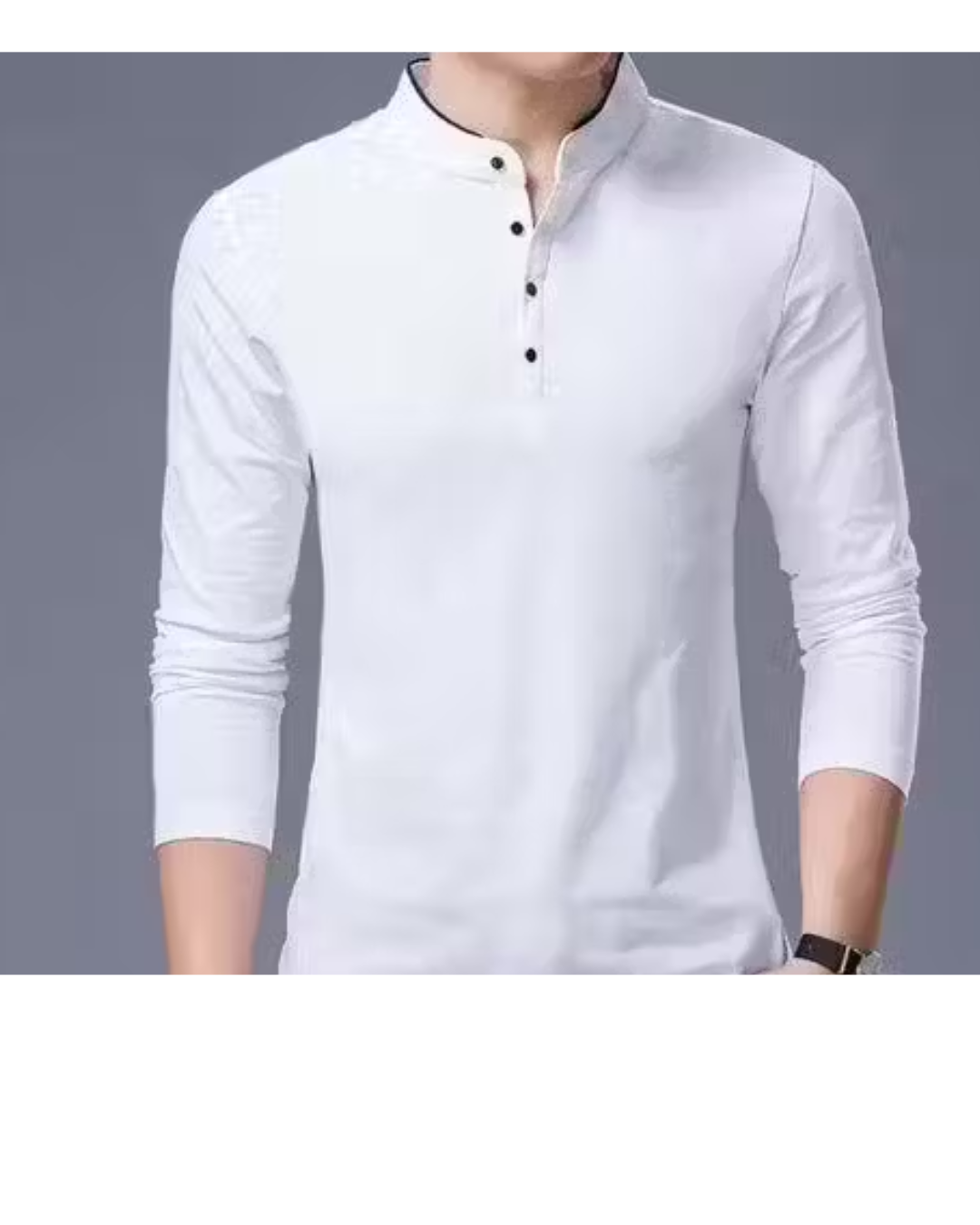 Men’s Solid Polyester Mandarin Collar Full‑Sleeve T‑Shirt – Regular Fit | Stylish, Lightweight & Affordable