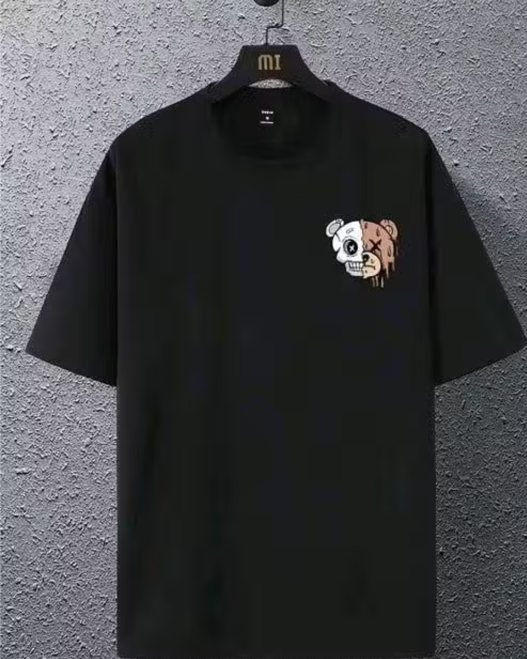 Men’s Printed Cotton‑Blend Boxy Tee – Three‑Quarter Sleeves, Oversized Fit | Made in India