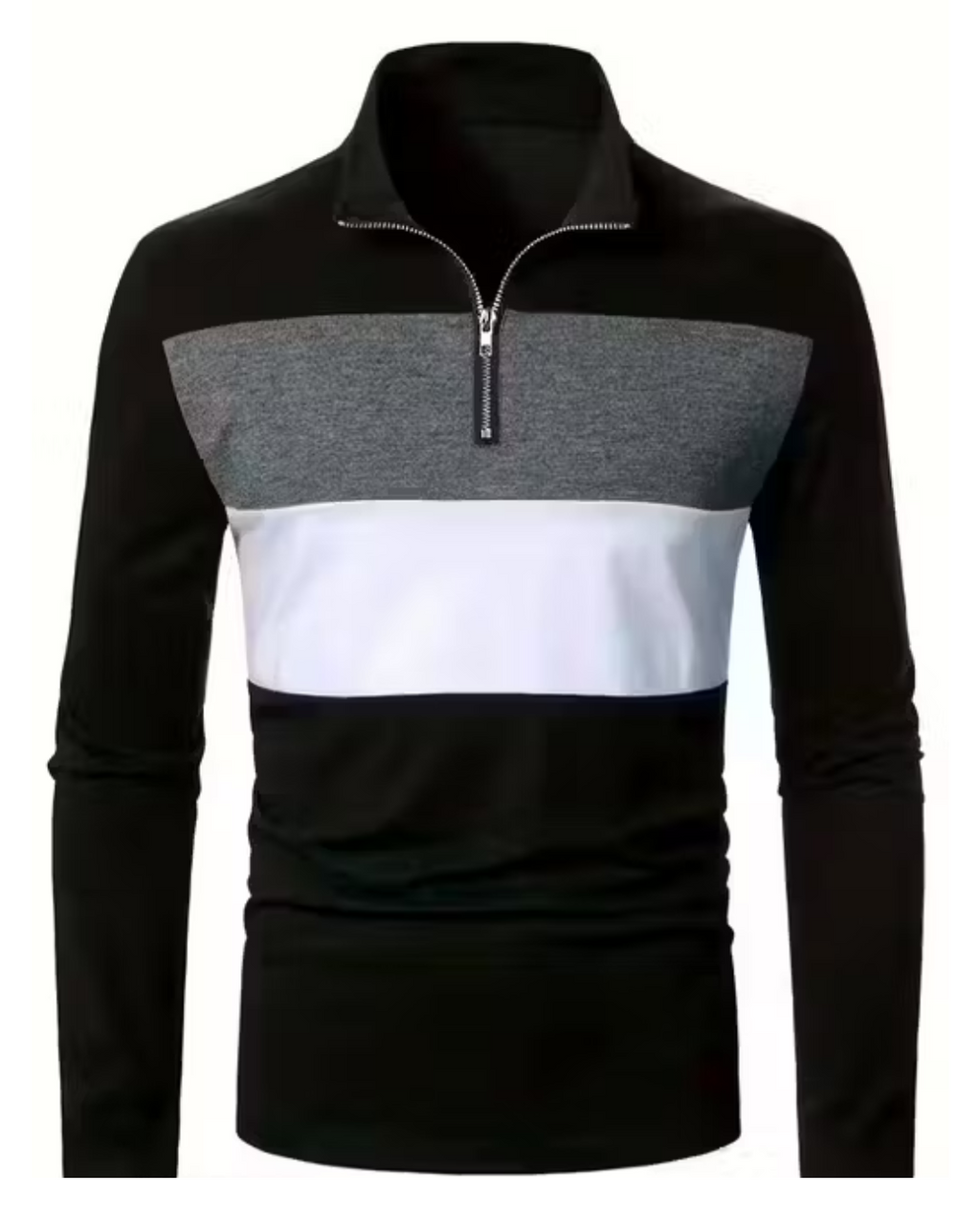 Men’s Color‑Blocked Cut & Sew T‑Shirt – Cotton‑Blend, Half‑Zipper, Long Sleeve | Breathable Spring–Fall Outdoor Tee