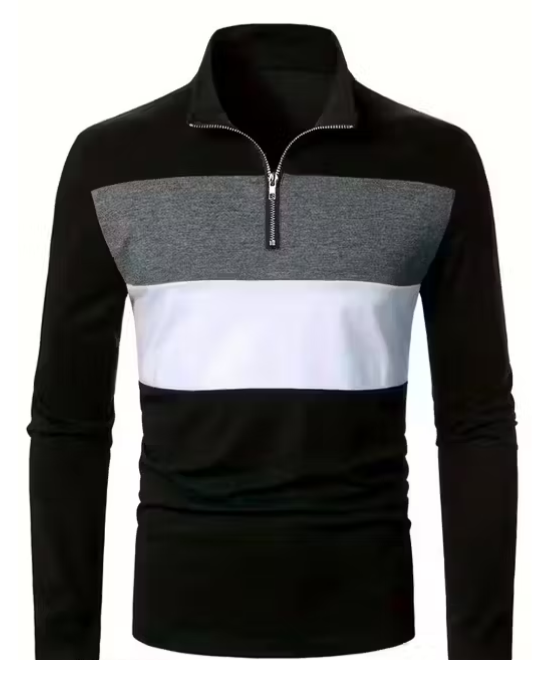Men’s Color‑Blocked Cut & Sew T‑Shirt – Cotton‑Blend, Half‑Zipper, Long Sleeve | Breathable Spring–Fall Outdoor Tee