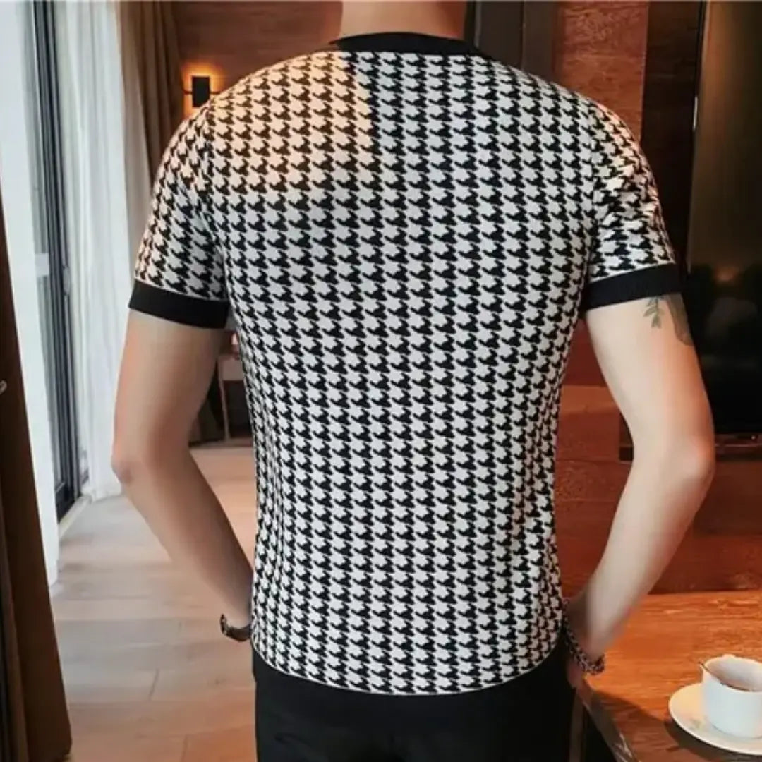 Houndstooth Regular Round Multicolor Tshirts