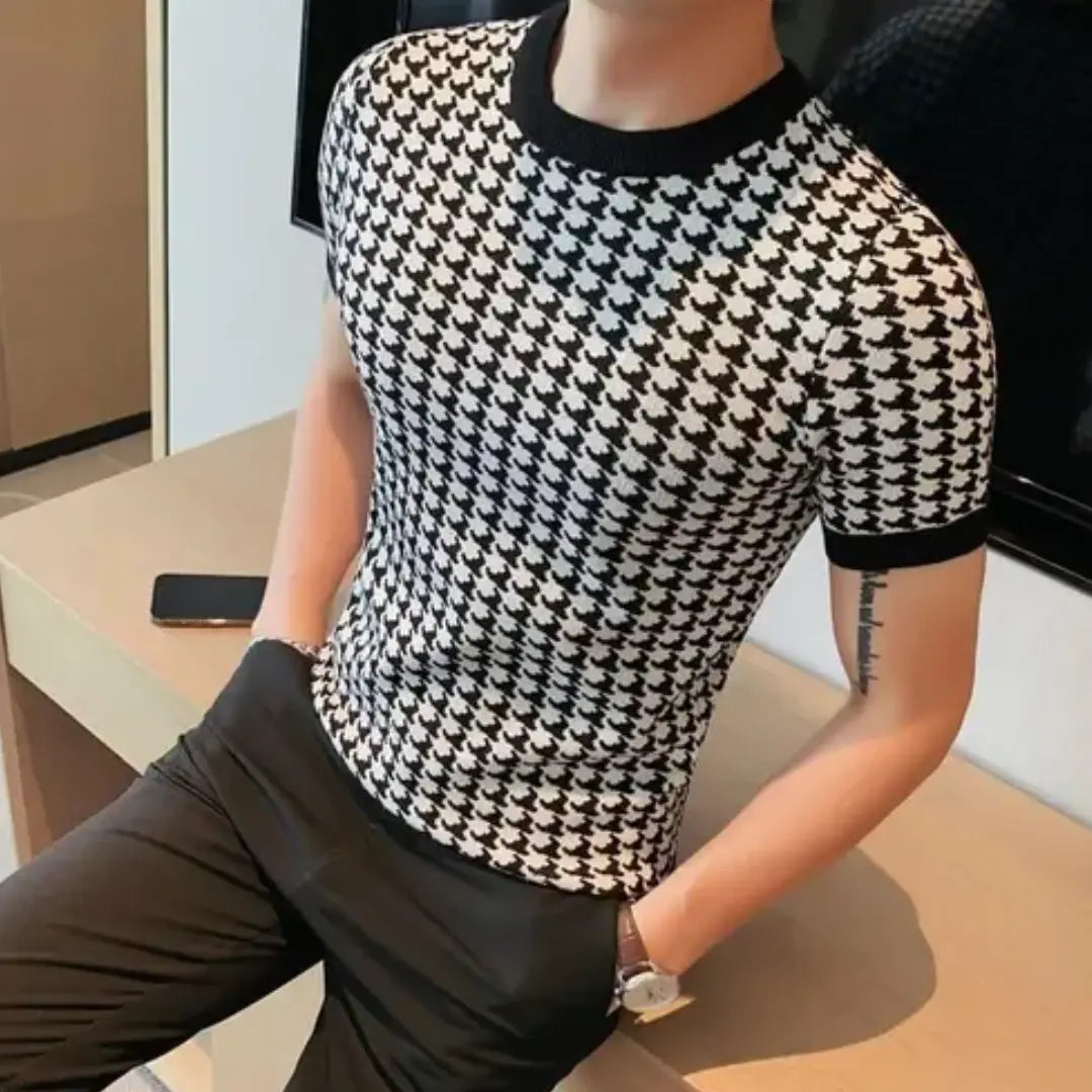 Houndstooth Regular Round Multicolor Tshirts