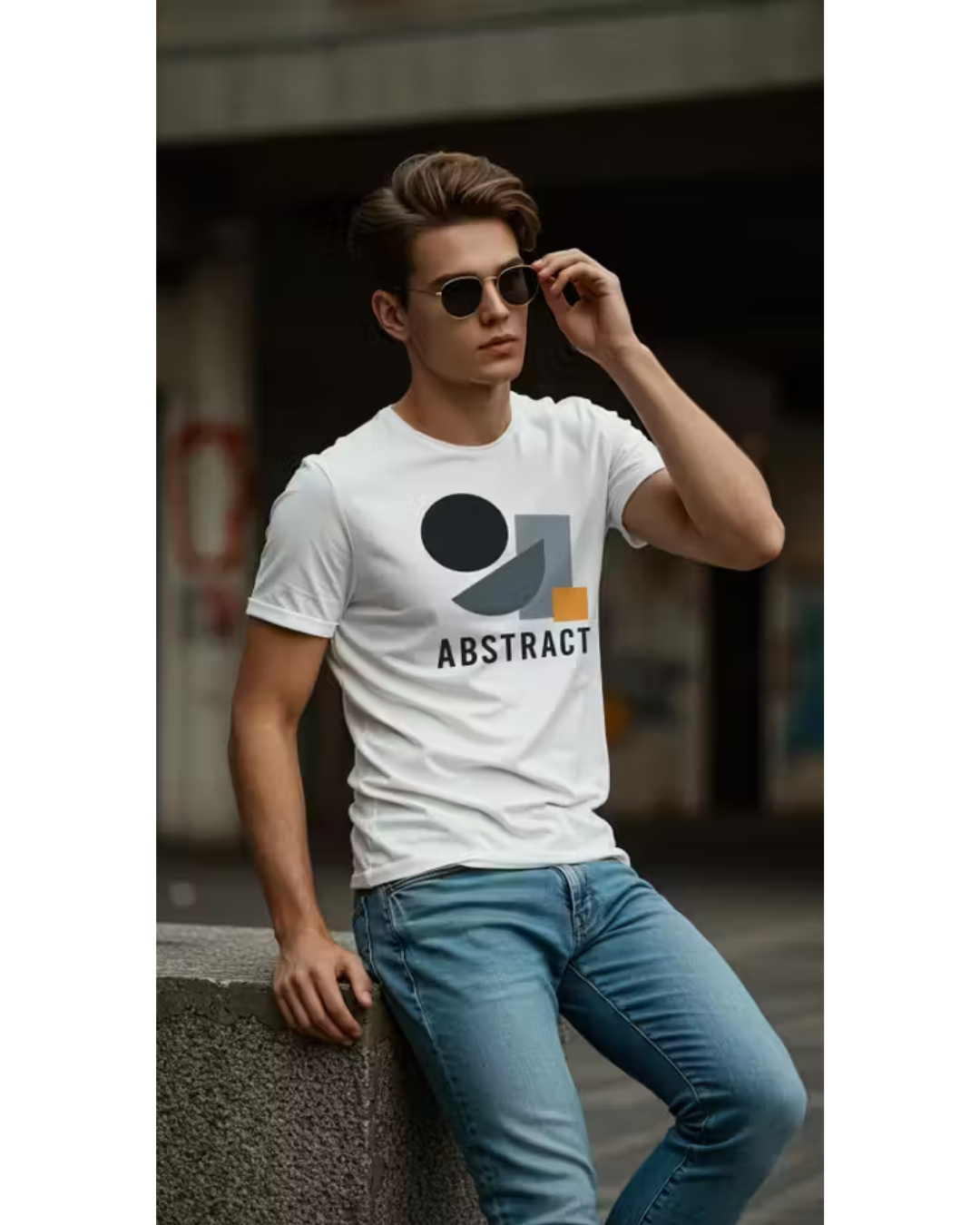 Dagcros Men's Abstract Graphic Printed Round‑Neck T‑Shirt