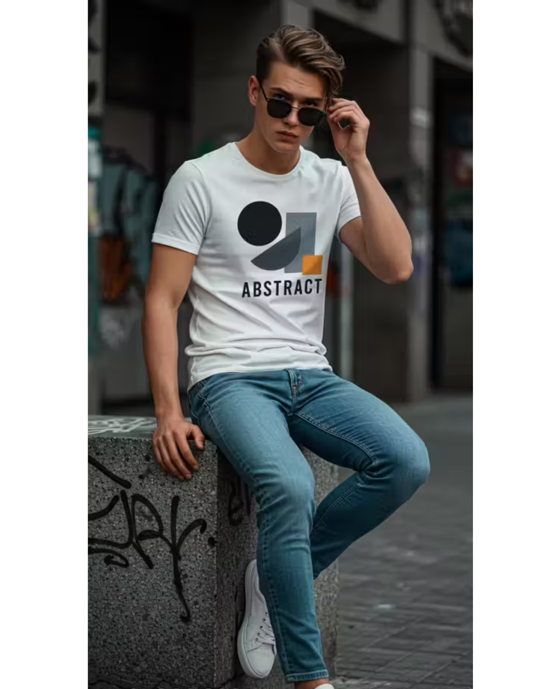 Dagcros Men's Abstract Graphic Printed Round‑Neck T‑Shirt